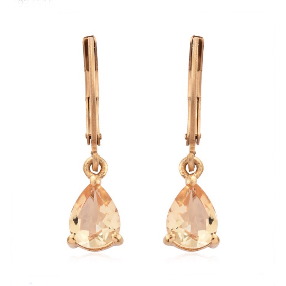 NEW Brazilian Citrine 14k Gold Overlay Earrings